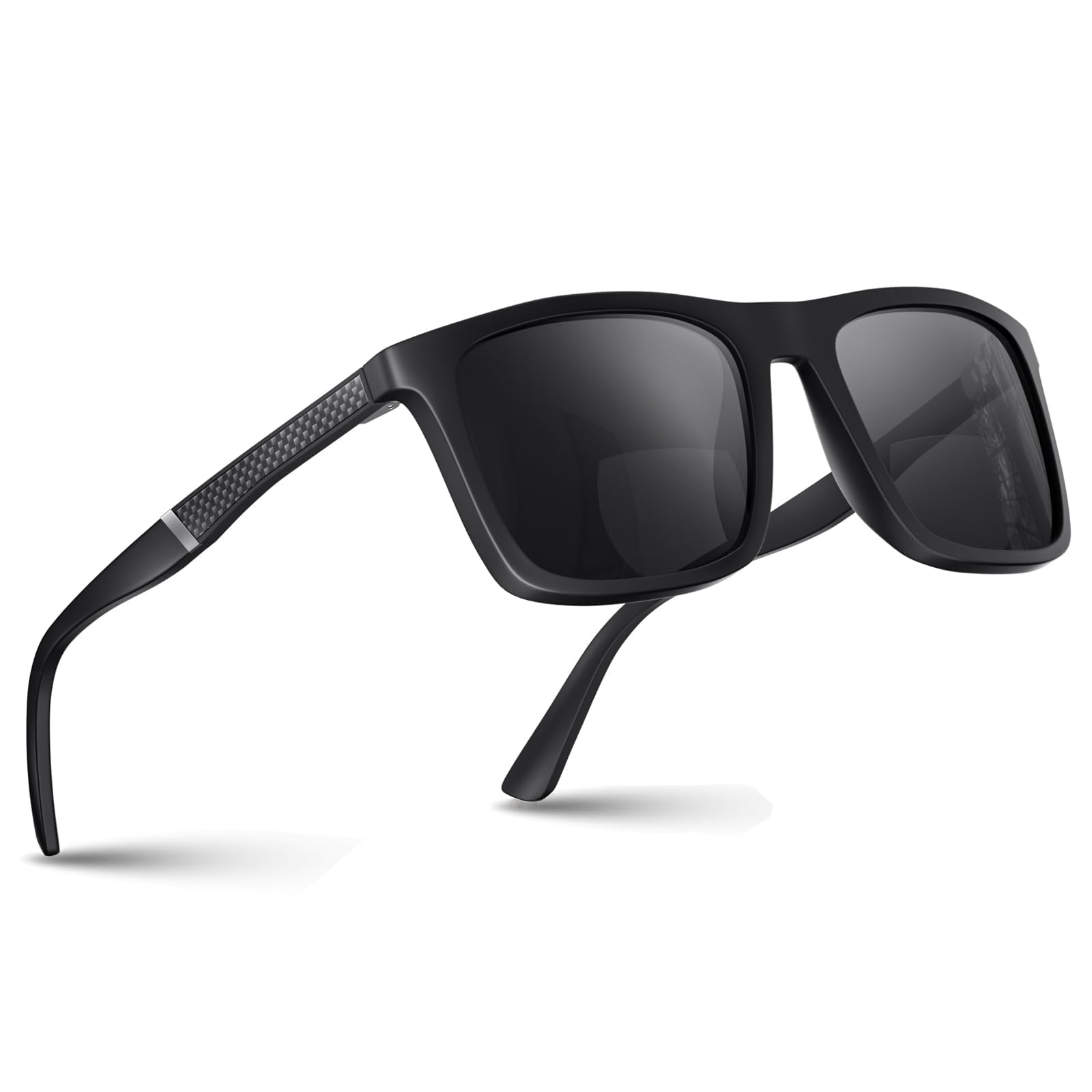 CARA Revolutionary Bifocal Reading Sunglasses for Men Classic Square TR90 Frame Sun Readers UV400 Protection Glasses for Driving/Outdoor/Sport (Black +1.5)